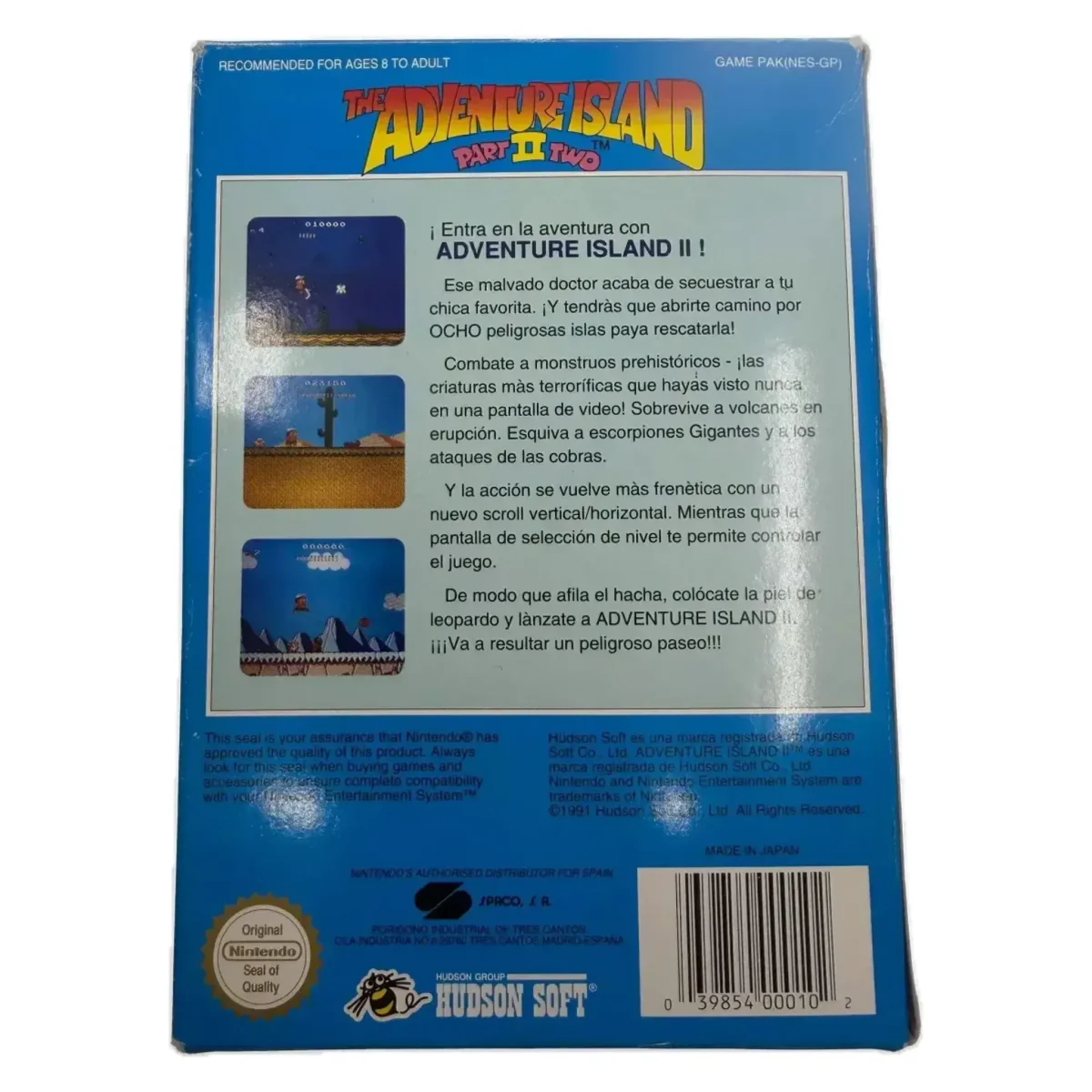 The Adventure Island Part II (NES) — parte trasera