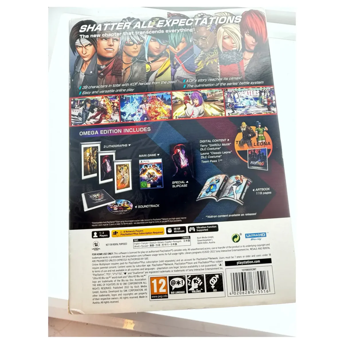 The King of Fighters XV — Omega Edition PlayStation 5 Achterkant — Game in doos