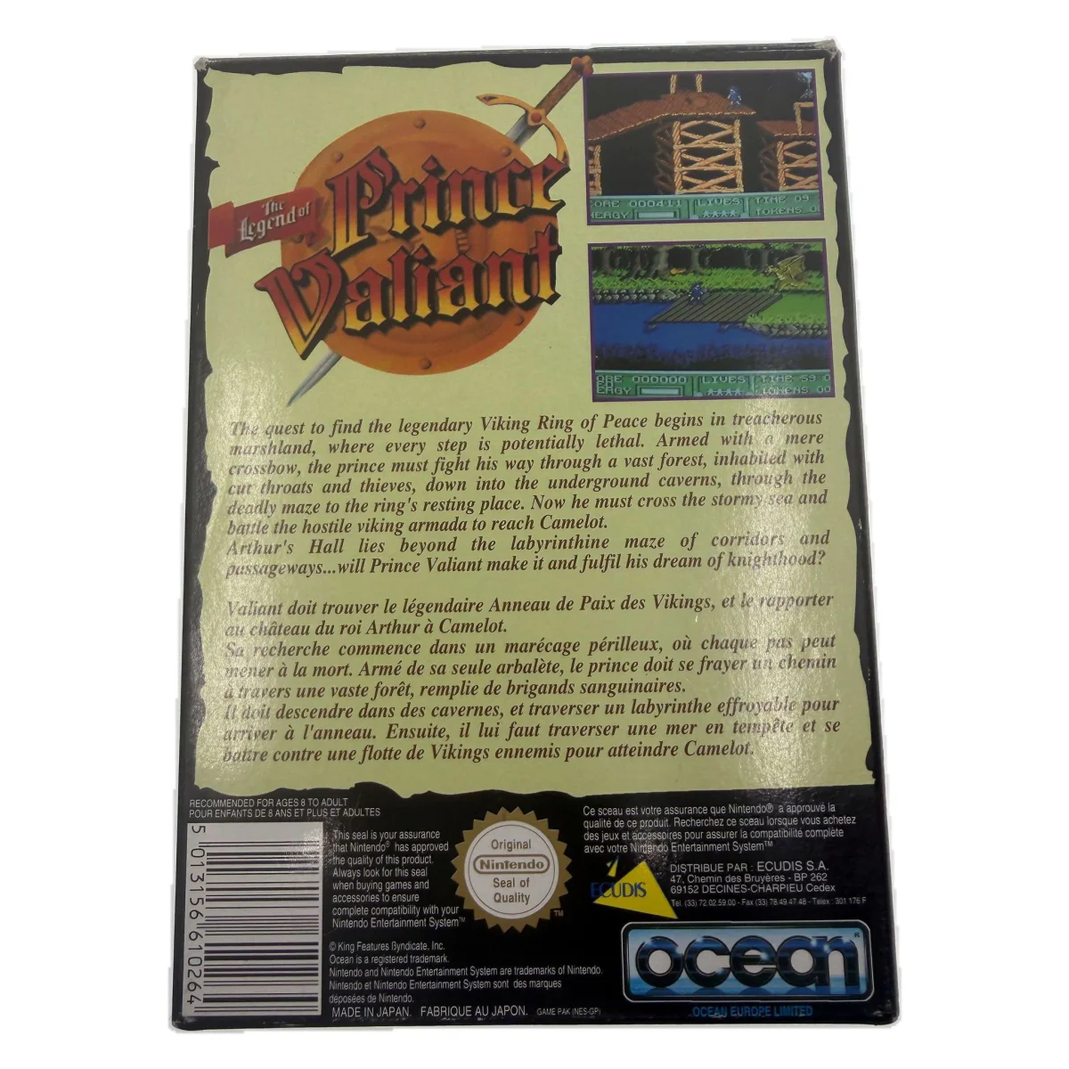 The Legend of Prince Valiant (NES) — back of the box
