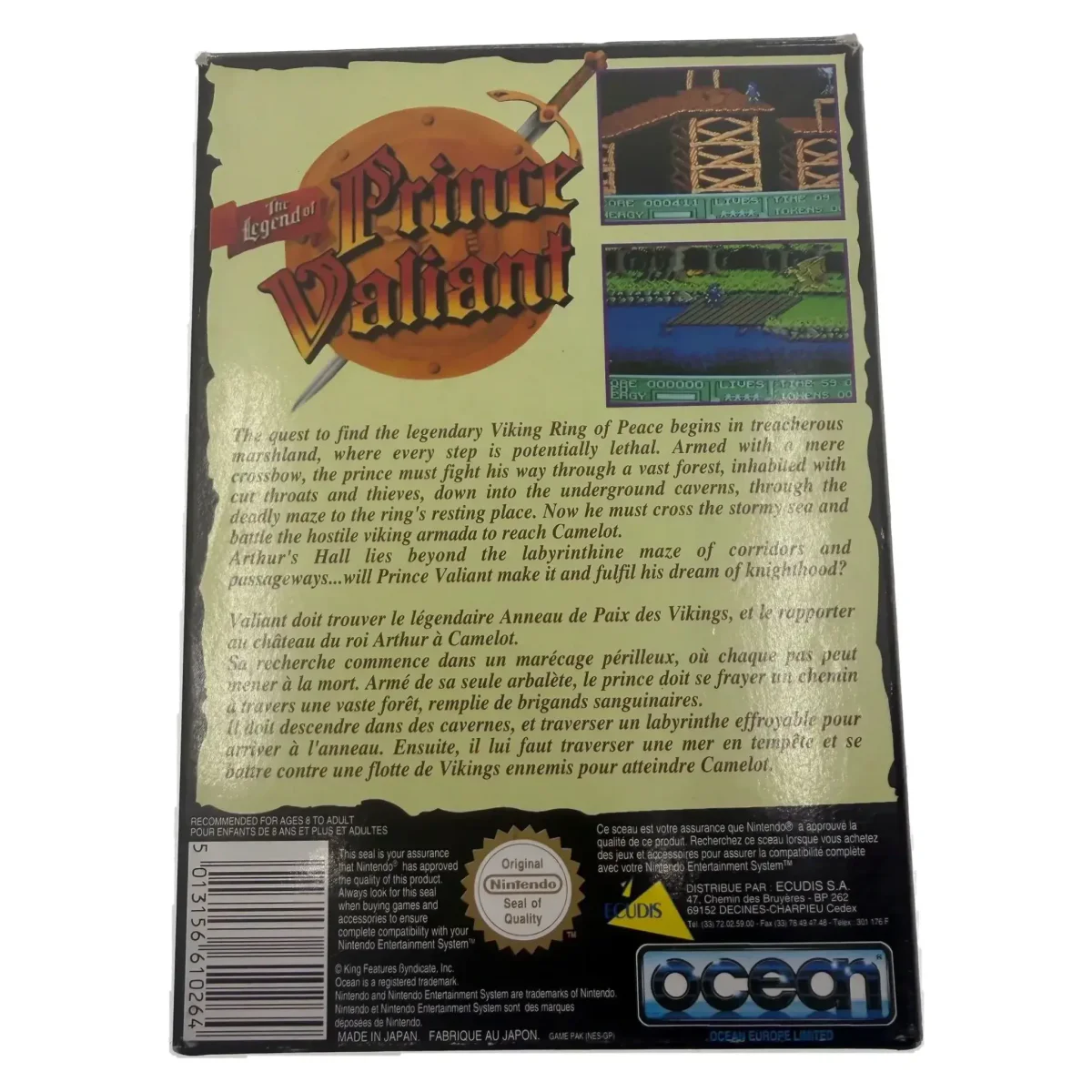 The Legend of Prince Valiant (NES) — zadní strana