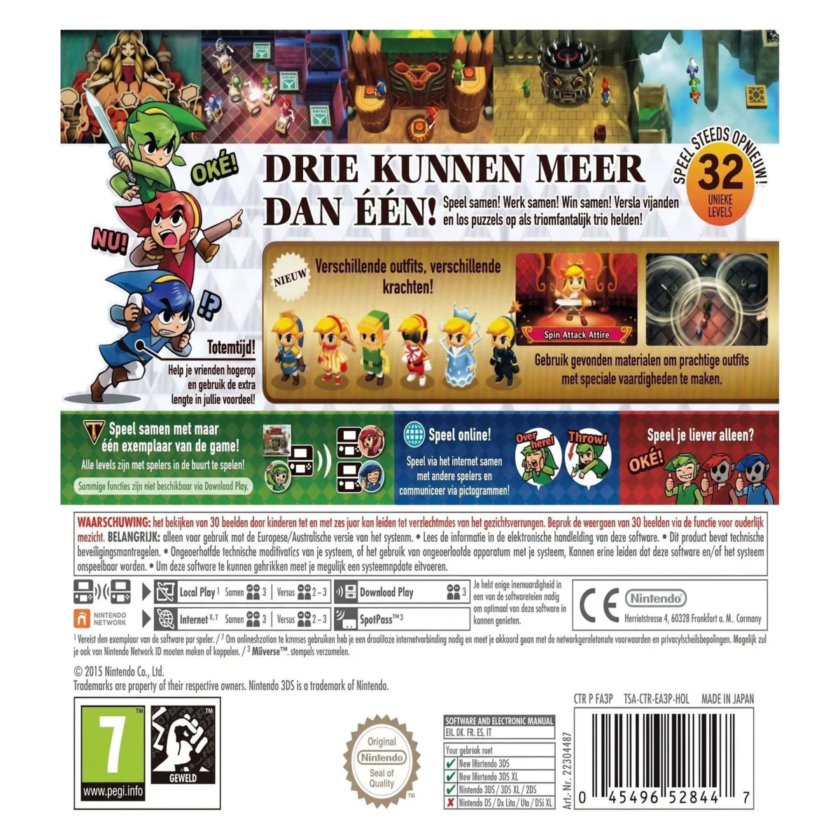 The Legend of Zelda: Tri Force Heroes Nintendo 3DS Achterkant — Game in doos