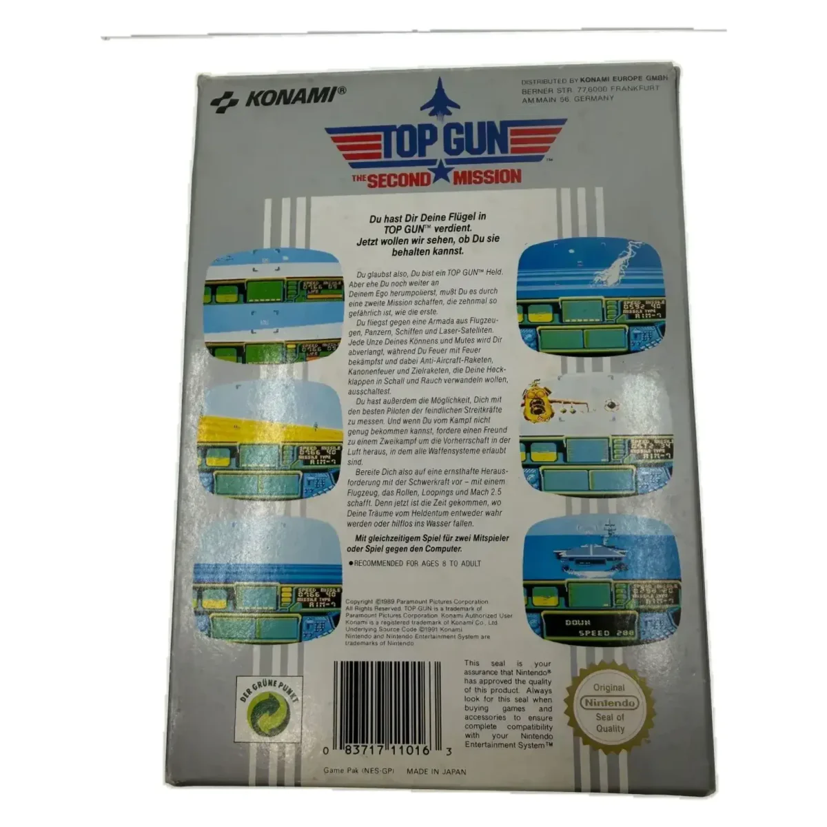 Top Gun: The Second Mission (NES) — Rückseite
