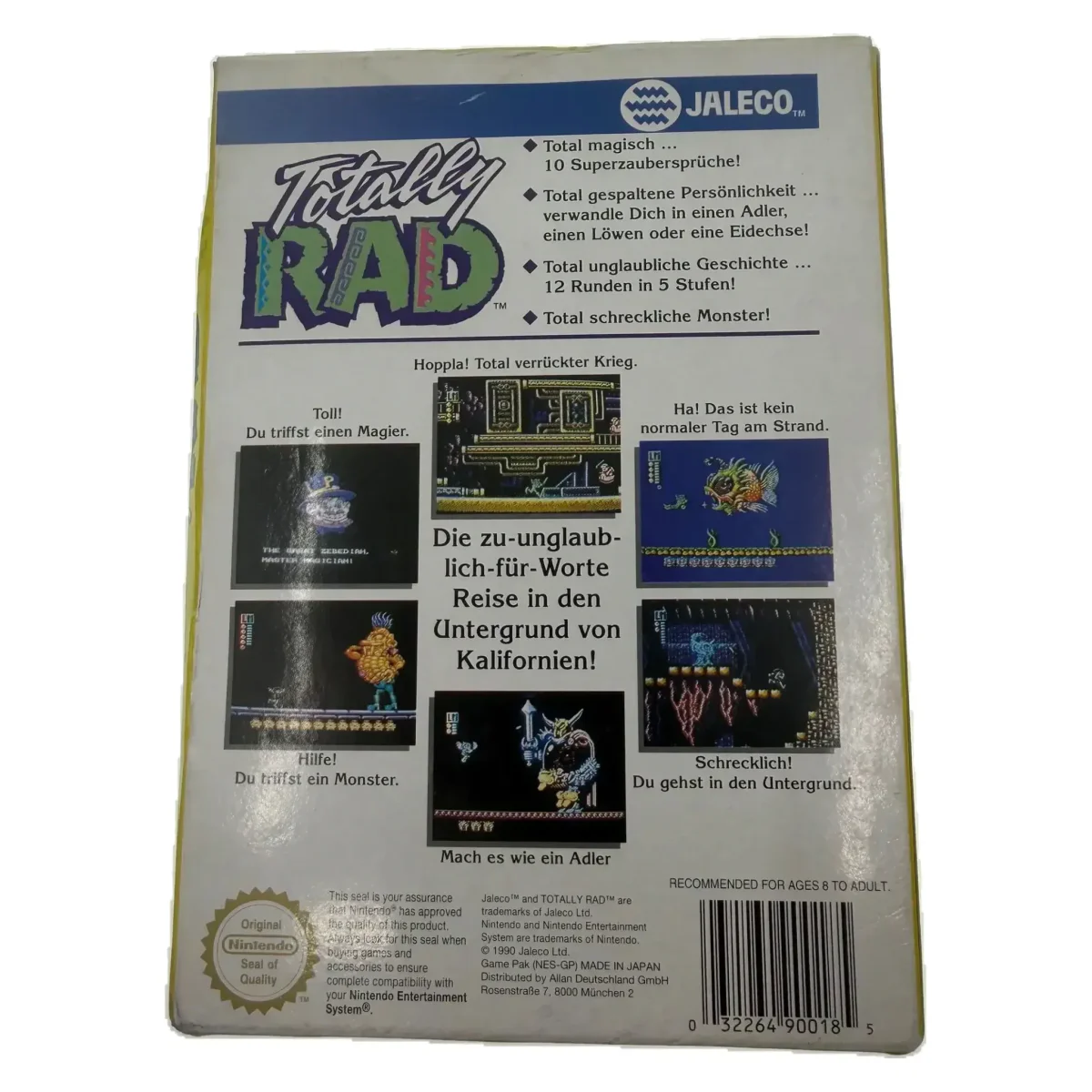 Totally Rad (NES) — zadní strana