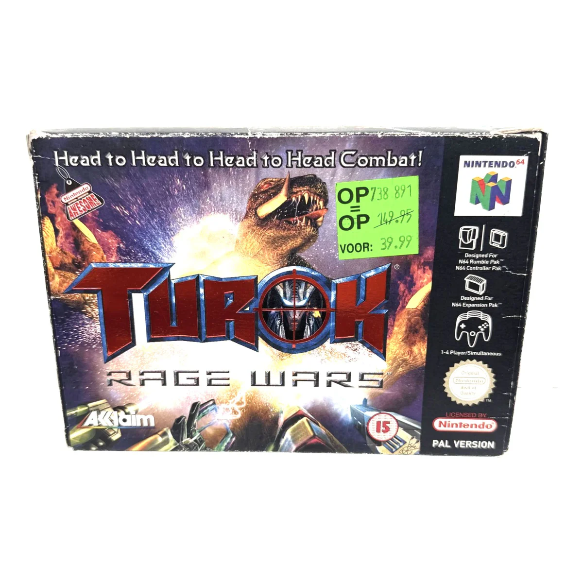 Turok: Rage Wars Nintendo 64 Voorkant — Game in doos