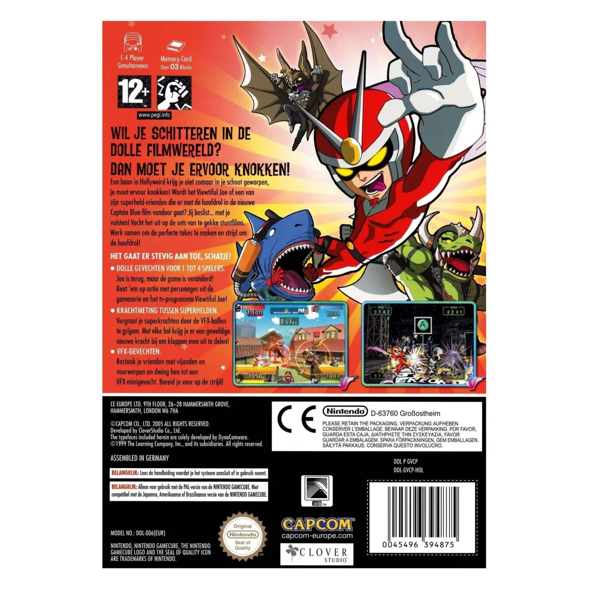 Viewtiful Joe: Red Hot Rumble GameCube Achterkant — Game in doos