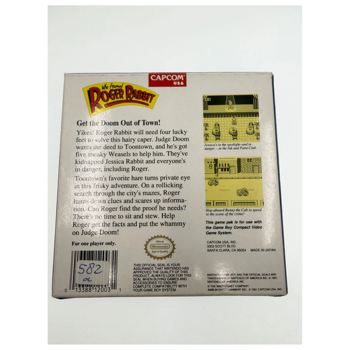 Who Framed Roger Rabbit Game Boy / Color Achterkant — Game in doos met handleiding