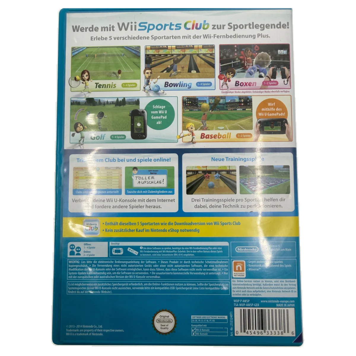 Wii Sports Club (γερμανική έκδοση USK) (Wii U) — πίσω όψη