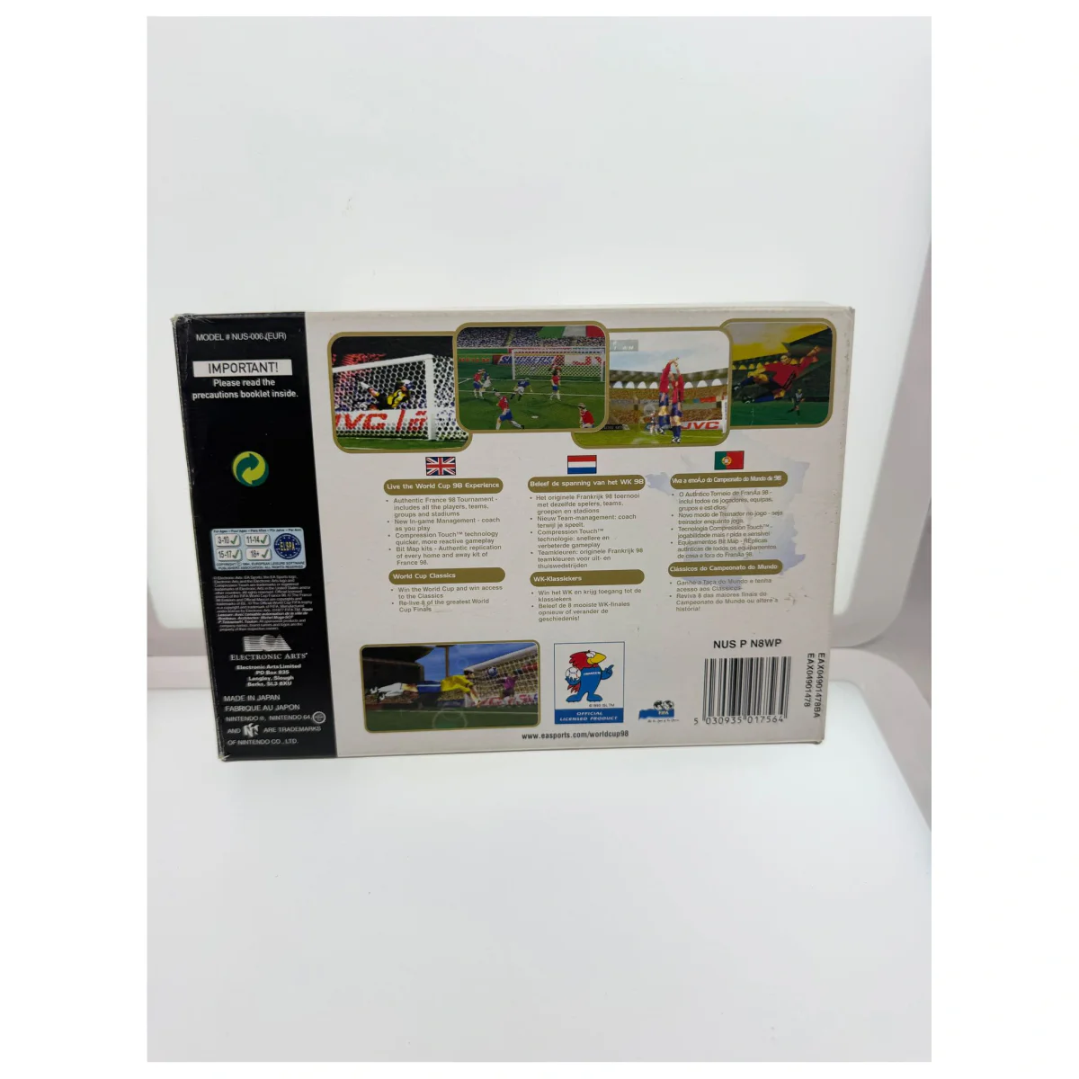 World Cup 98 Nintendo 64 Achterkant — Game in doos